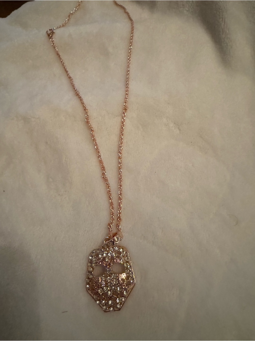 Rose Gold Crystal Skull Pendant Necklace - Women's Jewelry